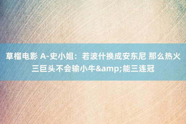 草榴电影 A-史小姐：若波什换成安东尼 那么热火三巨头不会输小牛&能三连冠